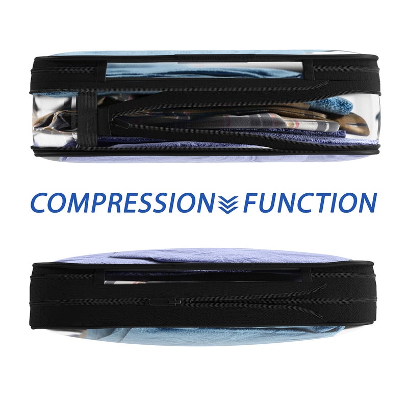 Olanmark Clear Compression Packing Cubes 3 Set - Large See-Through Plastic Suitcase Bags for Travel - Luggage Compressable Organizers - Transparent PVC Collapsible Cosmetic Bag for Backpack Black - Image 4